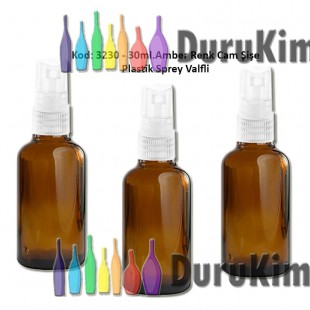 30ml. Plastik Spreyli Amber Cam Şişe Kod: 3230 