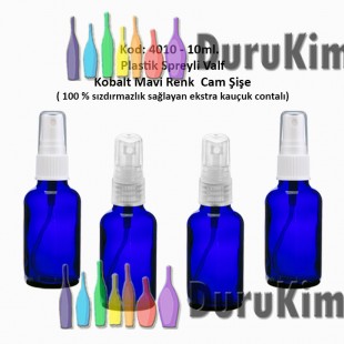 10ml. Plastik Spreyli MAVİ RENK CAM ŞİŞE Kod: 4010