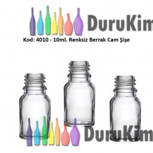 10ml. Renksiz Cam Şişe Kod: 4010 