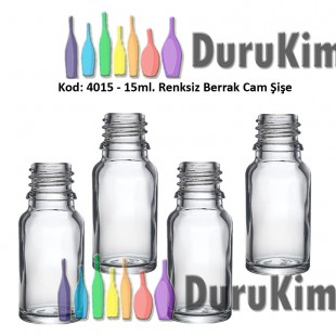 15ml. Renksiz Cam Şişe Kod: 4015 