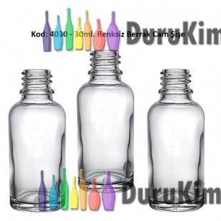 30ml. Renksiz Cam Şişe Kod:4030 