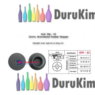 Bromobutyl Rubber Stopper 32mm Kod: STP-32