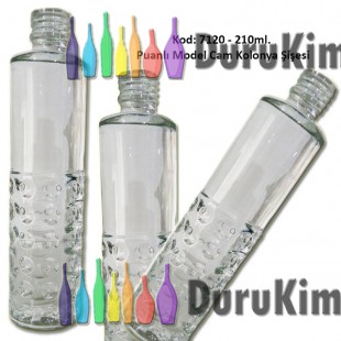 Cam Kolonya Şişesi 220ml Puanlı Desenli Kapaksız Kod 7120