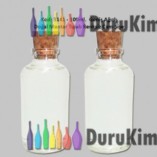 100ml. Mantar Tıpalı Geniş Ağız Cam Şişe Kod: 3141