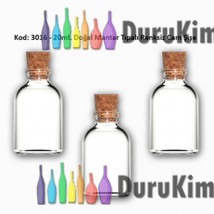 20ml. Mantar Tıpalı Cam Şişe Kod: 3016