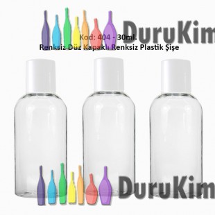 PLASTİK DÜZ KAPAKLI PLASTİK ŞİŞE 30ml Kod: 404 