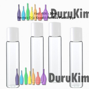 PLASTİK DÜZ KAPAKLI PLASTİK ŞİŞE 30ml Kod: 406 