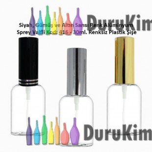 Plastik Parfüm Şişesi Alüminyum Spreyli 30ml. Kod: 416 