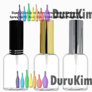 Plastik Parfüm Şişesi Alüminyum Spreyli 50ml. Kod: 416 