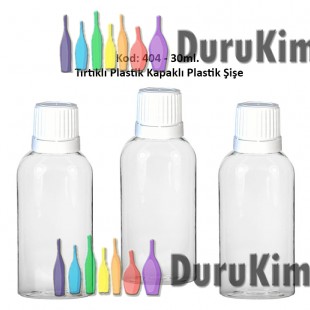 PLASTİK TIRTIKLI KAPAKLI PLASTİK ŞİŞE 30ml Kod: 404 