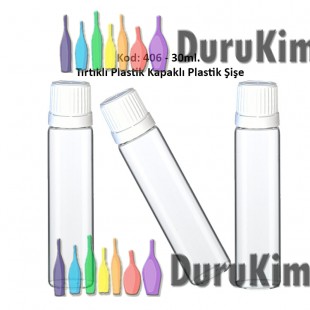 PLASTİK TIRTIKLI KAPAKLI PLASTİK ŞİŞE 30ml Kod: 406 